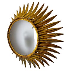 Sun Wall Lamp by Ferro Arte, Metal and Gold Leaf, Spain, 1960