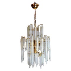 Cascading Venini chandelier, 3 levels, Curved glass, Italy, 1970