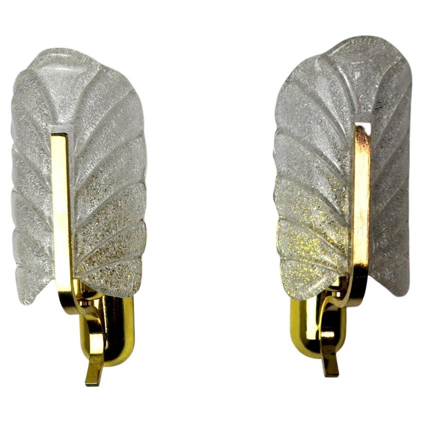 Pair of "Leaf" Sconces by Carl Fagerlund Murano Glass, Germany, 1970 For Sale