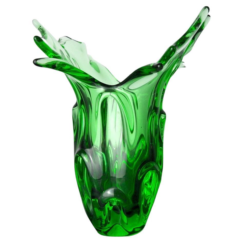 Vase Seguso vert en verre de Murano, Italie, 1960