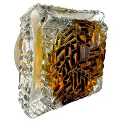 Aplique de cristal esmerilado naranja de Murano Mazzega, Italia, década de los 70