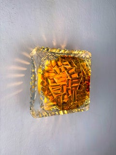 Aplique de cristal esmerilado naranja de Murano Mazzega, Italia, década de los 70