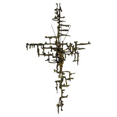 Spanish Brutalist Brass Crucifix after Dalí's Christ, 1970's