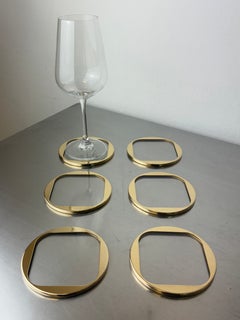 Willy Rizzo Style Lucite & Brass Coasters, Set of 6, Italy, 1970's