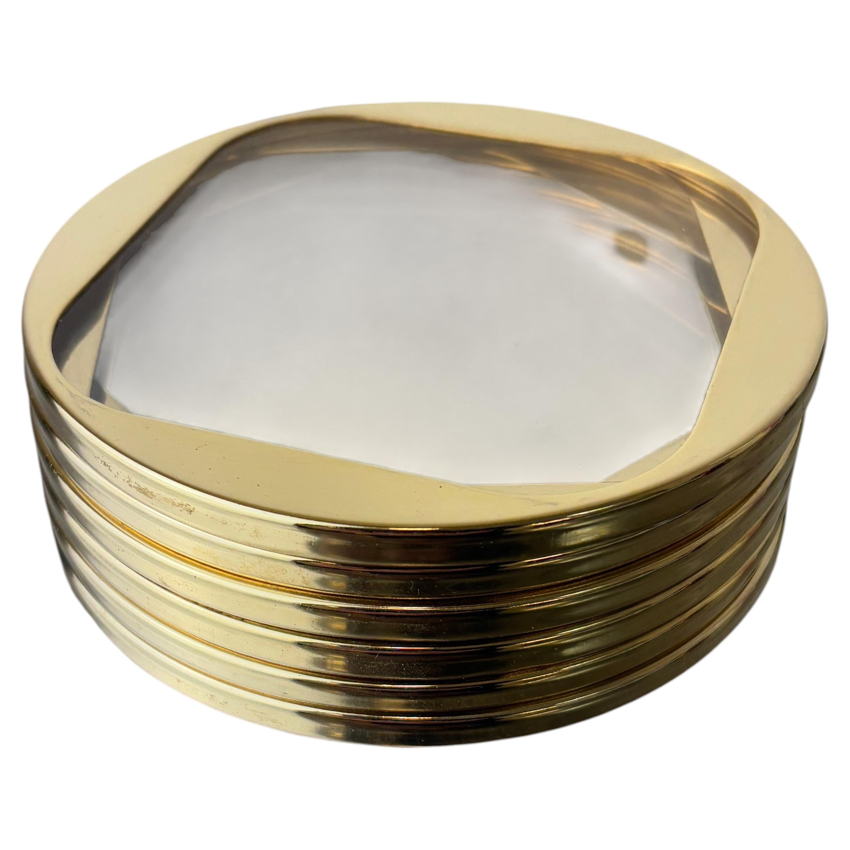 Sous-verres en Lucite et laiton, style Willy Rizzo, lot de 6, Italie, années 1970