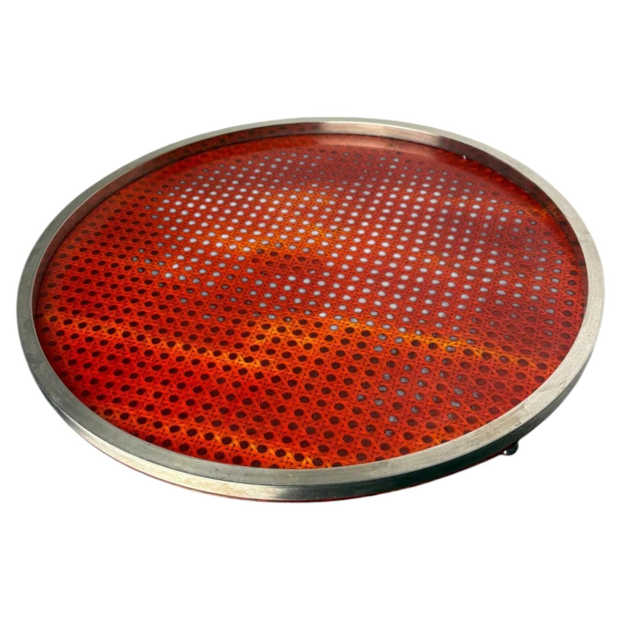 Christian Dior Style Lucite & Rattan Centerpiece, Italy For Sale