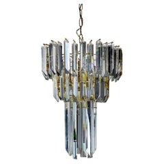 Paolo Venini Cascade Triedri Murano Glass Chandelier, Italy, 1970s