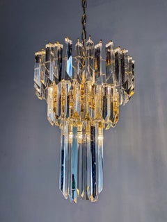 Paolo Venini Cascade Triedri Murano Glass Chandelier, Italy, 1970s
