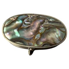 Tablettenbox aus Abalone-Muschel und Alpaka, Mexiko, 1970er Jahre