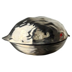 Schmuckkästchen im Mid-Century-Modern-Stil, versilbert, mit Walnuss-Motiv, Italien