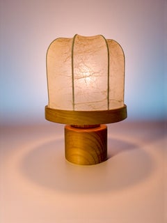 Italian "Cocoon" Table lamp, resin and pine wood, 1970's