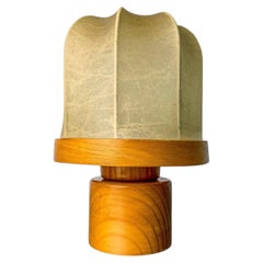 Italian "Cocoon" Table lamp, resin and pine wood, 1970's