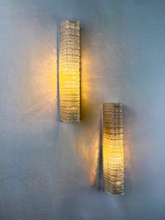 Coppia di applique a tubo in lucite di Geru Leuchten, effetto smerigliato, Germania, anni '70