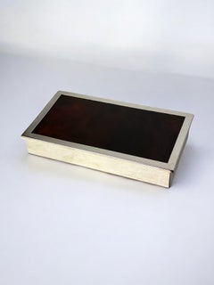 Caja de tocador de Dior de imitación de carey y cromada, Italia, 1970