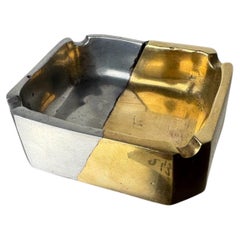 Brutalist ashtray by Leopold, bronze and brass, 1970's