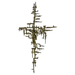 Spanish Brutalist Brass Crucifix after Dalí's Christ, 1970