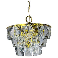 Kinkeldey 3-Tier Cut Crystal Chandelier, Gilt Brass, Germany, 1970s