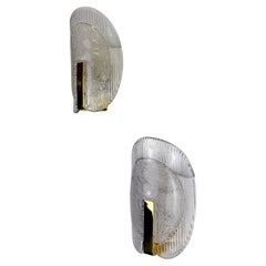 Pair of Carl Fagerlund Wall Lights for Orrefors Murano Frosted Glass Sweden 1970