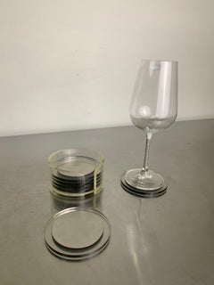 Sous-verres en Lucite et aluminium d'inspiration « âge spatial », lot de 6, Italie, années 1980