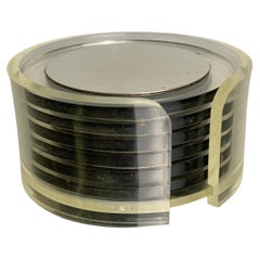 Sous-verres en Lucite et aluminium d'inspiration « âge spatial », lot de 6, Italie, années 1980