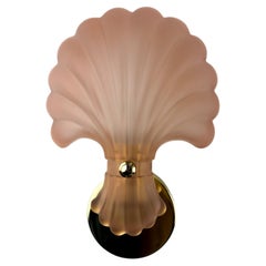 French Art Deco Shell Wall Sconce – Amber Glass, 1970s
