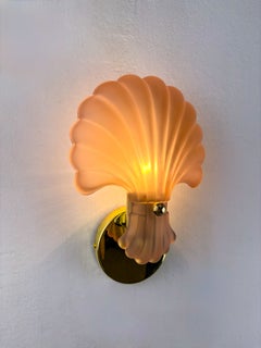 French Art Deco Shell Wall Sconce – Amber Glass, 1970s