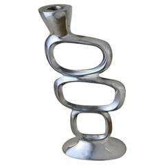 Circle candlestick by matthew hilton, solid aluminium, Circa 1980's