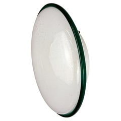 "Ronda" Wall Light by Leucos – Green Rim & Frosted Murano Glass, Italy 1970s