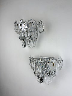 Pair of Kinkeldey 2-Tier Cut Crystal Wall Sconce, Germany, Circa 1970s