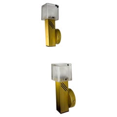 Pair of Cubic Murano Glass Wall Lights by Gaetano Sciolari, Italy 1970s