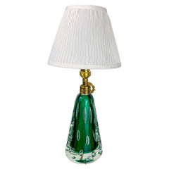 Midcentury Pietro toso table lamp, Green and bubble Sommerso Murano, Italy