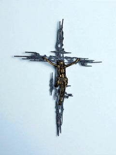 XL-Kruzifix im brutalistischen Stil aus spanischem Messing nach Dalís Christus, um 1970