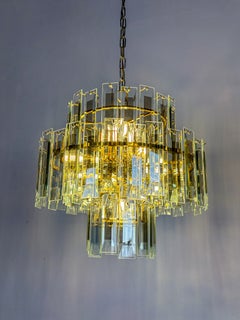 Veca Cascade Chandelier, 3-Tiers Murano Glass, Italy, 1970s