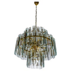 Veca Cascade Chandelier, 3-Tiers Murano Glass, Italy, 1970s
