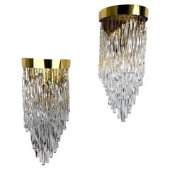 Pair of Cascade Wall Lights by Venini, Murano Glass, Italy, 1970's