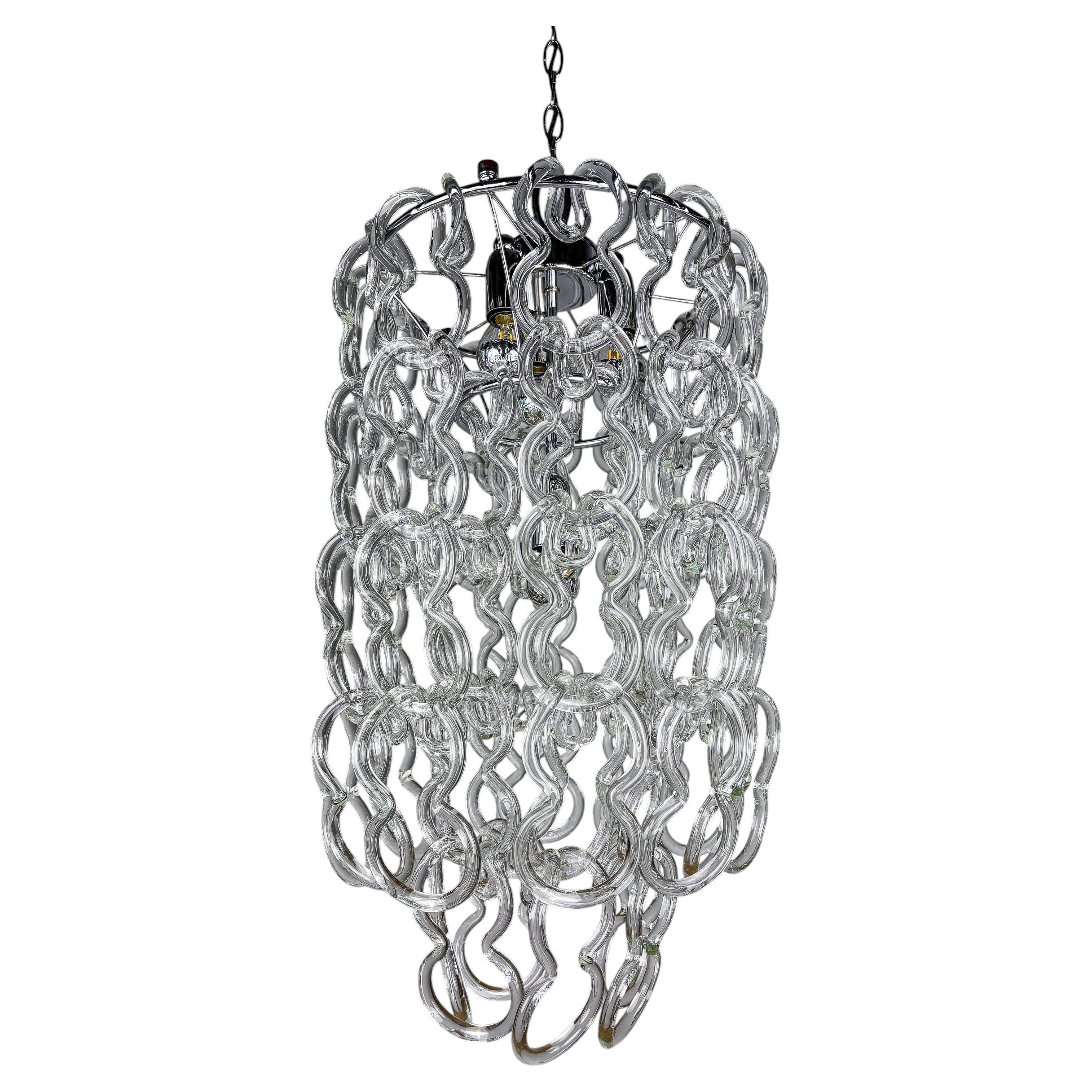 Giogali Chandelier by Angelo Mangiarotti for Vistosi, Murano Glass, Italy 1960s For Sale