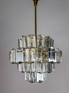Kinkeldey 4-Tier Cut Crystal Chandelier, Gilt Brass, 1970s, Germany