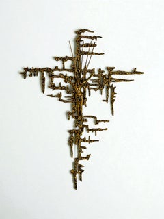 Spanish Brutalist Brass Crucifix after Dalí's Christ, Circa 1970's