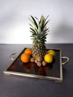 Faux Tortoise Shell & Brass Dior Style Tray, Italy, 1970's