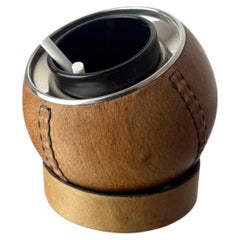 Runde Zigarettenschachtel mit Lederhalterung, Spanien, 1980er Jahre