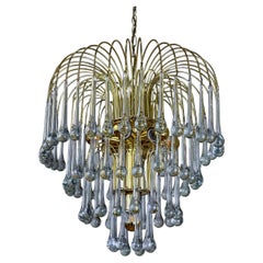 Four-Tier Cascade Teardrop Chandelier by Venini, Murano Glass, Italy 1970s