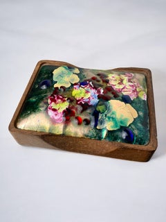 Modernist Wood and Enamel vanity Box by J. Capo Esmaltes, 1970's, Spain