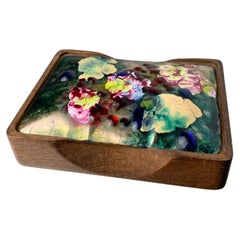 Modernist Wood and Enamel vanity Box by J. Capo Esmaltes, 1970's, Spain