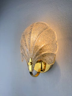 Shell Wall Light, Frosted Murano Glass, Italy, 1980s