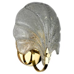Shell Wall Light, Frosted Murano Glass, Italy, 1980s