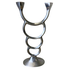 Bougeoir biomorphique, en aluminium massif, Espagne, vers 1970