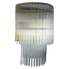 2-Tier Venini Tubular Wall Sconce, Hand-Blown Murano Glass, Italy, 1970s