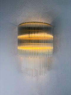 2-Tier Venini Tubular Wall Sconce, Hand-Blown Murano Glass, Italy, 1970s
