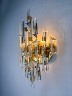 Oscar Torlasco for Stilkronen Wall Sconce, cut Murano glass, italy, 1970's