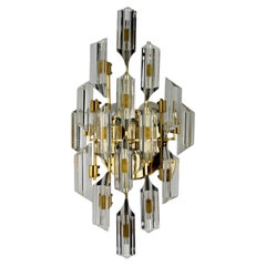 Oscar Torlasco for Stilkronen Wall Sconce, cut Murano glass, italy, 1970's